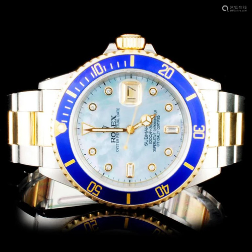 Rolex YG/SS Submariner 40mm Diamond Wristwatch