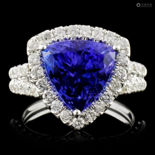 18K Gold 5.40ct Tanzanite & 1.10ct Diamond Ring