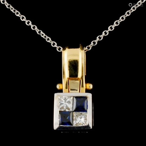 18K TT Gold 0.35ct Sapphire & 0.26ct Diamond Penda