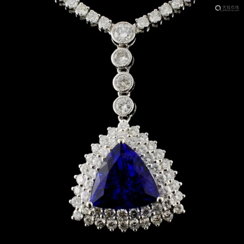 18K White Gold 7.84ct Tanzanite & 10.67ct Diamond