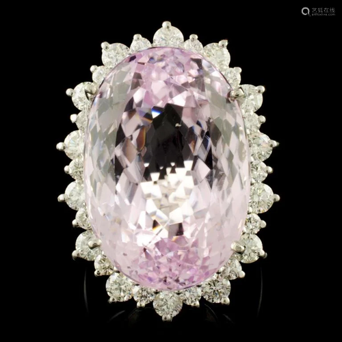 14K Gold 38.50ct Kunzite & 2.50ctw Diamond Ring