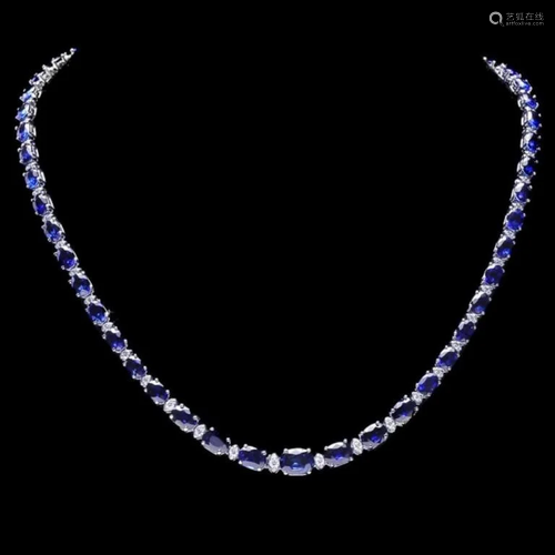 `14k Gold 30.00ct Sapphire & 1.00ct Diamond Neckla