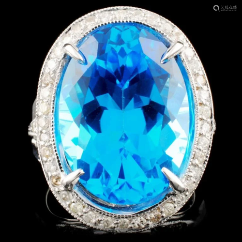 18K Gold 14.85ct Topaz & 0.66ctw Diamond Ring