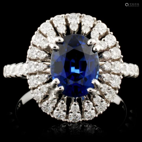 18K Gold 2.19ct Sapphire & 0.86ctw Diamond Ring