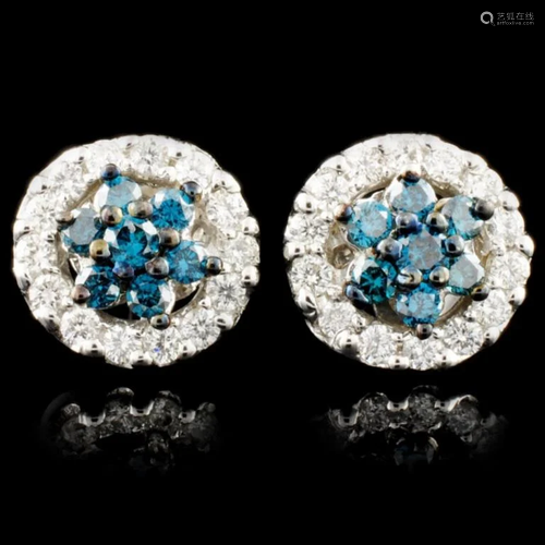 14K Gold 0.76ctw Fancy Color Diamond Earrings