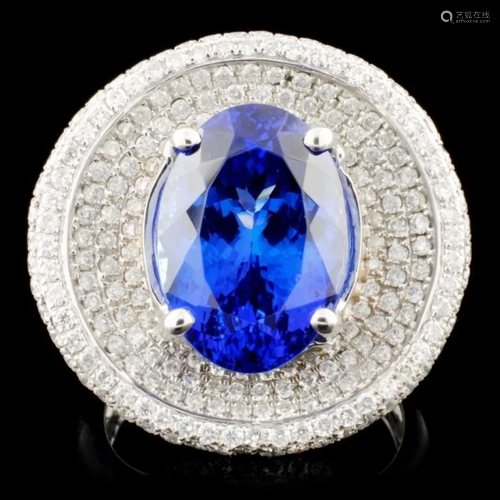 18K Gold 7.14ct Tanzanite & 1.20ctw Diamond Ring