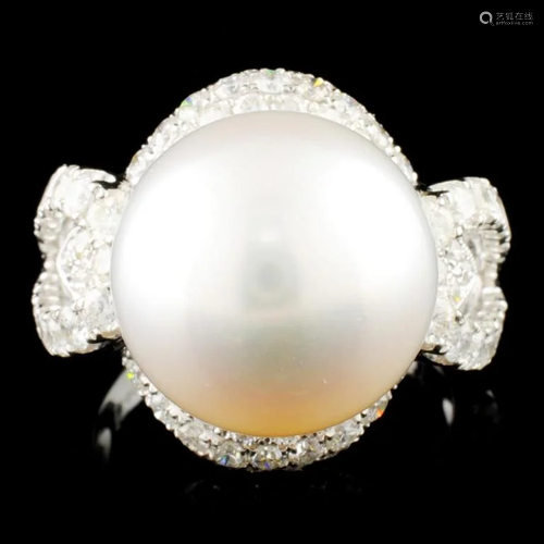 14K Gold 13.00MM Pearl & 1.92ctw Diamond Ring