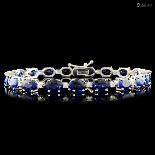 14K Gold 21.43ct Sapphire & 0.66ctw Diamond Bracel