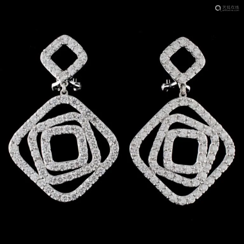 18K White Gold 3.65ct Diamond Earrings