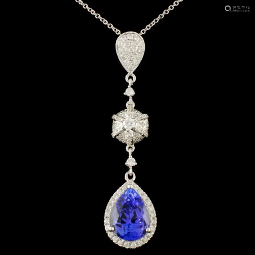 18K Gold 3.51ct Tanzanite & 0.56ctw Diamond Pendan