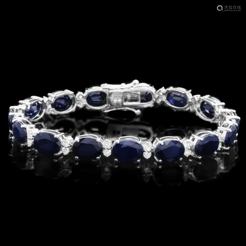 `14k Gold 40.00ct Sapphire & 1.50ct Diamond Bracel