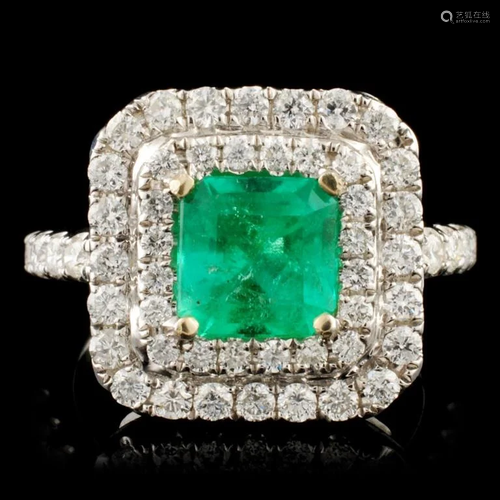 18K Gold 1.63ct Emerald & 0.98ctw Diamond Ring