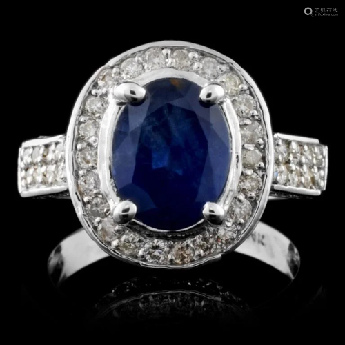 14K White Gold 2.65ct Sapphire & 1.06ct Diamond Ri