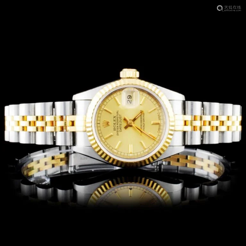 Rolex YG/SS DateJust Ladies Champagne Wristwatch