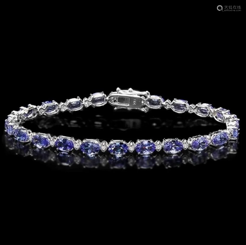 `14k Gold 10.00ct Tanzanite & 0.50ct Diamond Brace