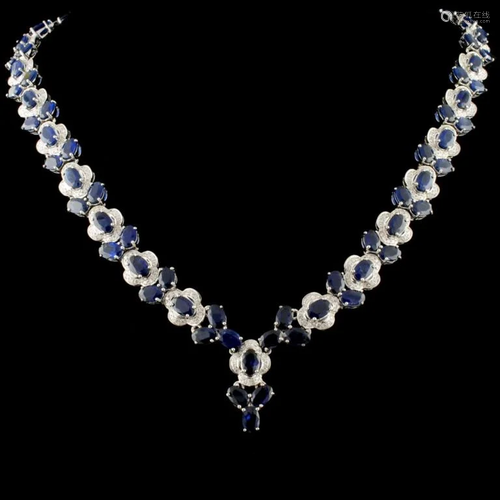 14K Gold 45.55ct Sapphire & 2.70ctw Diamond Neckla