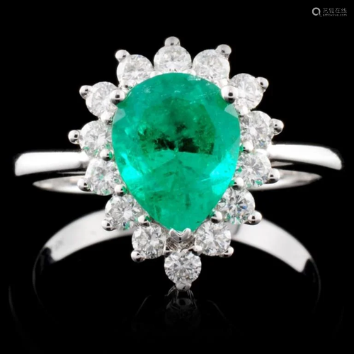 18K White Gold 1.33ct Emerald & 0.44ct Diamond Rin