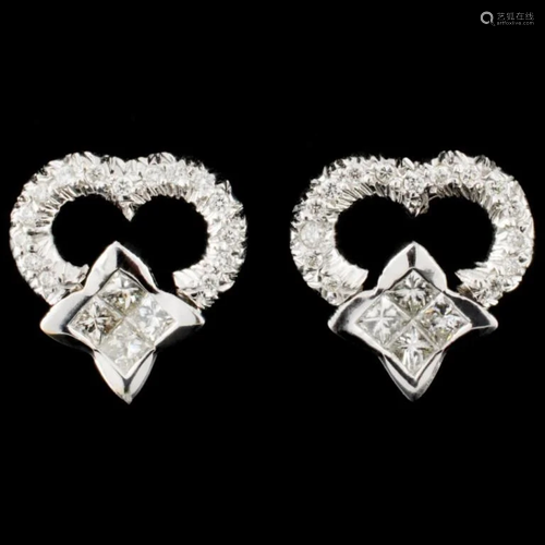 18K Gold 0.81ctw Diamond Earrings