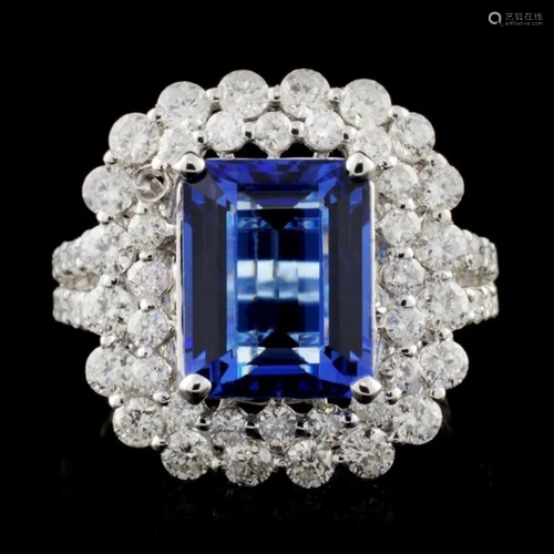 18K W Gold 3.81ct Tanzanite & 1.82ct Diamond Ring