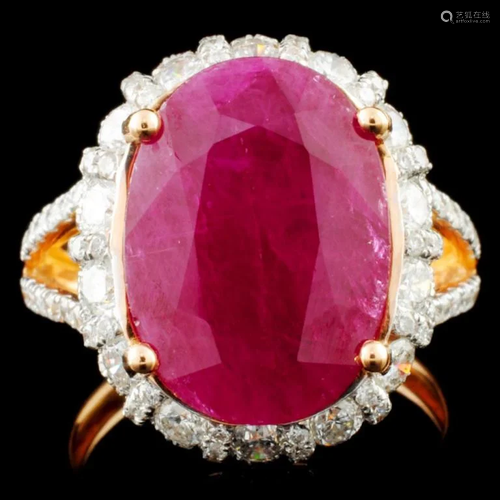 18K Gold 6.71ct Ruby & 1.65ctw Diamond Ring