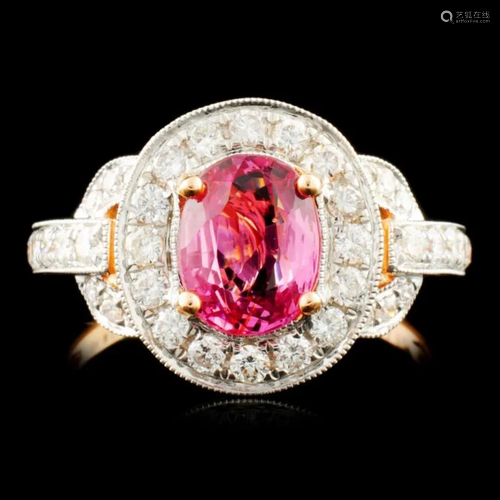 18K Gold 1.28ct Spinel & 0.63ctw Diamond Ring