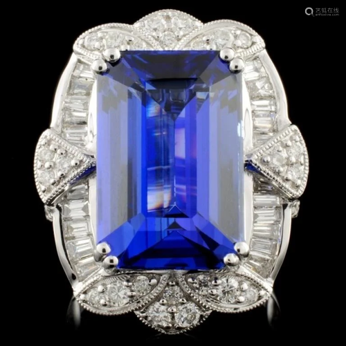 18K White Gold 11.10ct Tanzanite & 1.54ctw Diamond