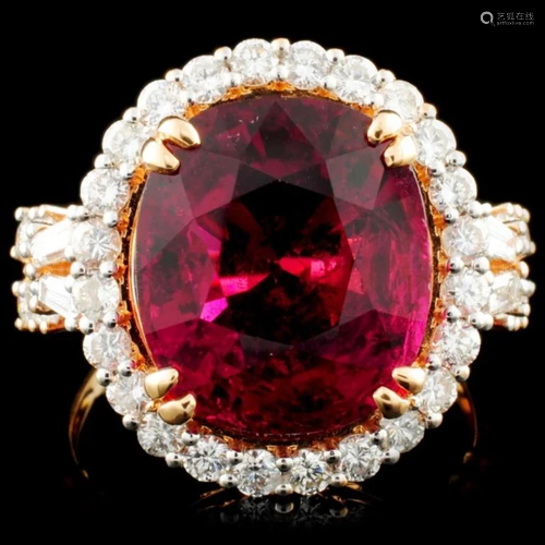 18K Rose Gold 9.73ct Tourmaline & 1.39ctw Diamond