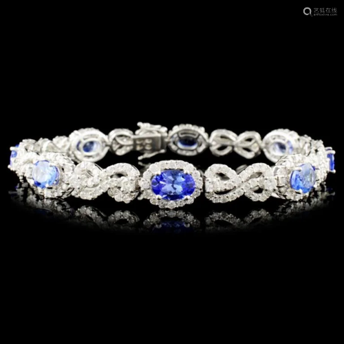 14K Gold 5.52ctw Tanzanite & 4.38ctw Diamond Brace