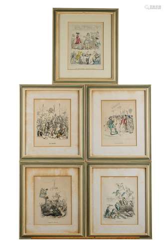 Grandville Jean Ignace Isidore Gérard Lot of five engravings