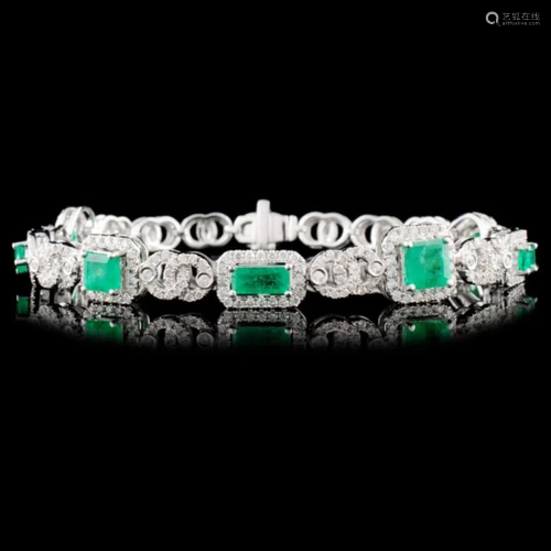 14K Gold 3.00ct Emerald & 1.73ctw Diamond Bracelet