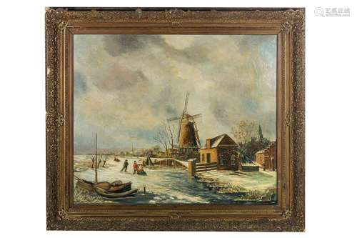 Charles Leickert (manner of), Winter landscape with skaters