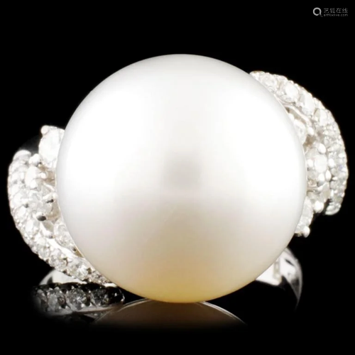 18K Gold 15.00mm Pearl & 0.73ctw Diamond Ring