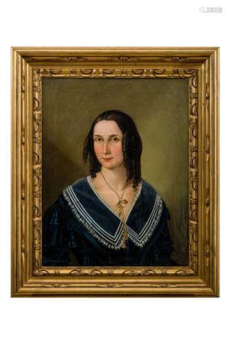 Portrait of a lady with a blue dress