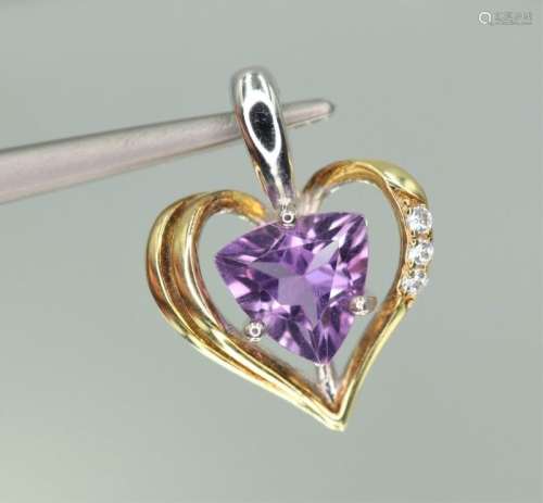 925 silver heart pendant with amethyst and zircons
