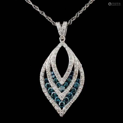 14K White Gold 1.16ctw Diamond Pendant