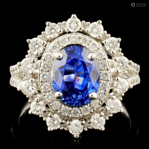 14K Gold 2.78ct Sapphire & 1.03ctw Diamond Ring