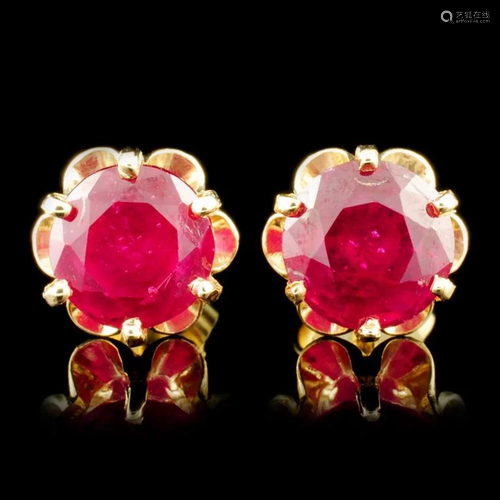 14K Gold 4.41ctw Ruby Earrings