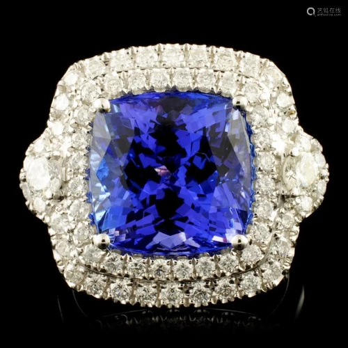 18K Gold 8.22ct Tanzanite & 1.11ctw Diamond Ring