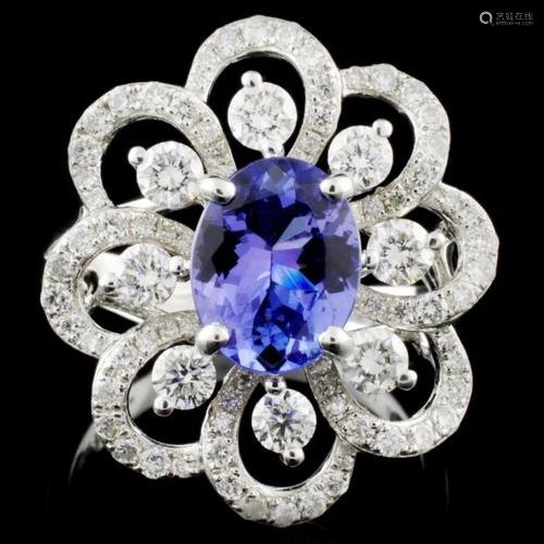 18K Gold 1.75ct Tanzanite & 1.22ctw Diamond Ring