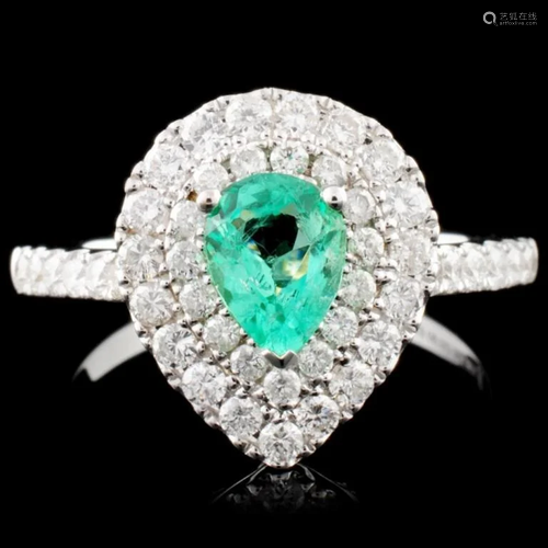 18K Gold 0.52ct Emerald & 0.80ctw Diamond Ring