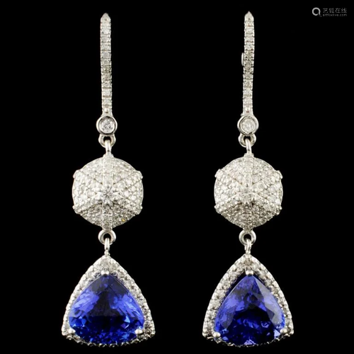 14K Gold 7.42ctw Tanzanite & 1.05ctw Diamond Earri