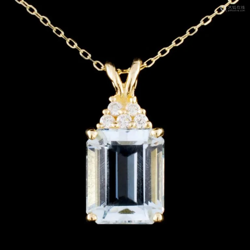 14K Gold 5.25ct Aquamarine & 0.14ctw Diamond Penda