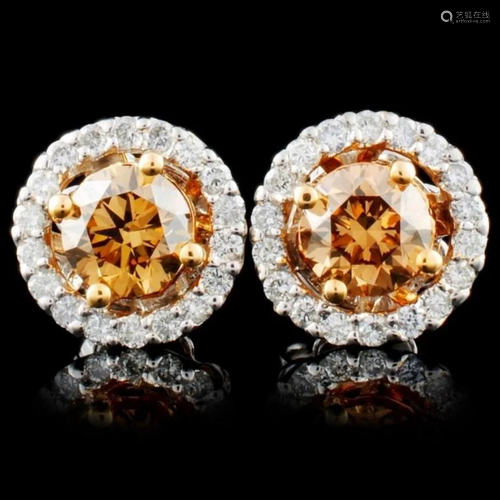 14K Gold 1.29ctw Fancy Diamond Earrings