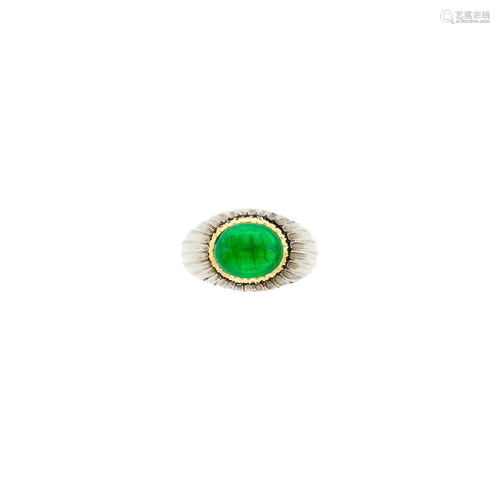 Buccellati Two-Color Gold and Cabochon Emerald Ring