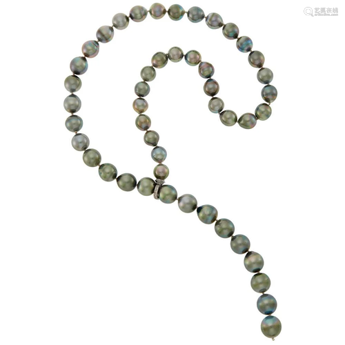 Tahitian Gray Cultured Pearl Lariat Necklace with