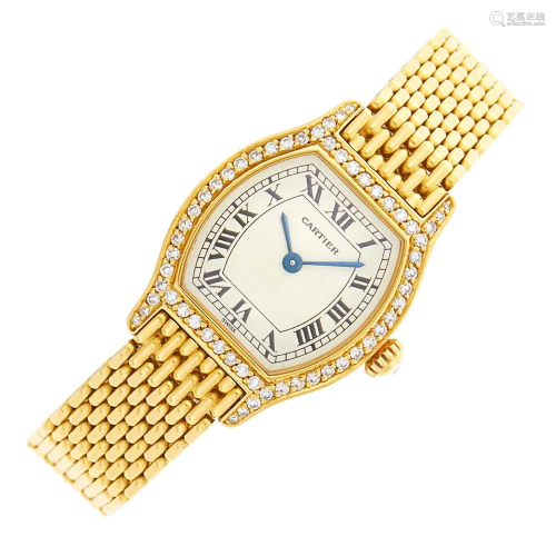 Cartier Gold and Diamond 'Tortue' Wristwatch