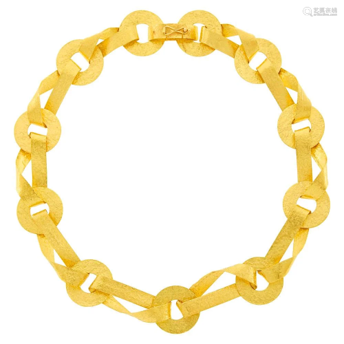 Barbara D'Oro Hammered Gold Link Necklace
