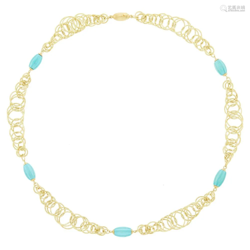 Buccellati Gold and Carved Turquoise Bead 'Maui' Chain