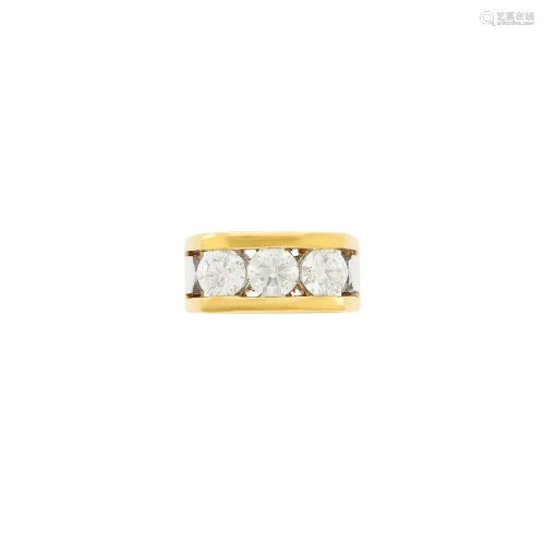 Gentleman's Two-Color Gold and Diamond Ring