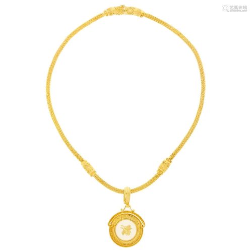 Gold Mesh Necklace with Ilias Lalaounis Gold and